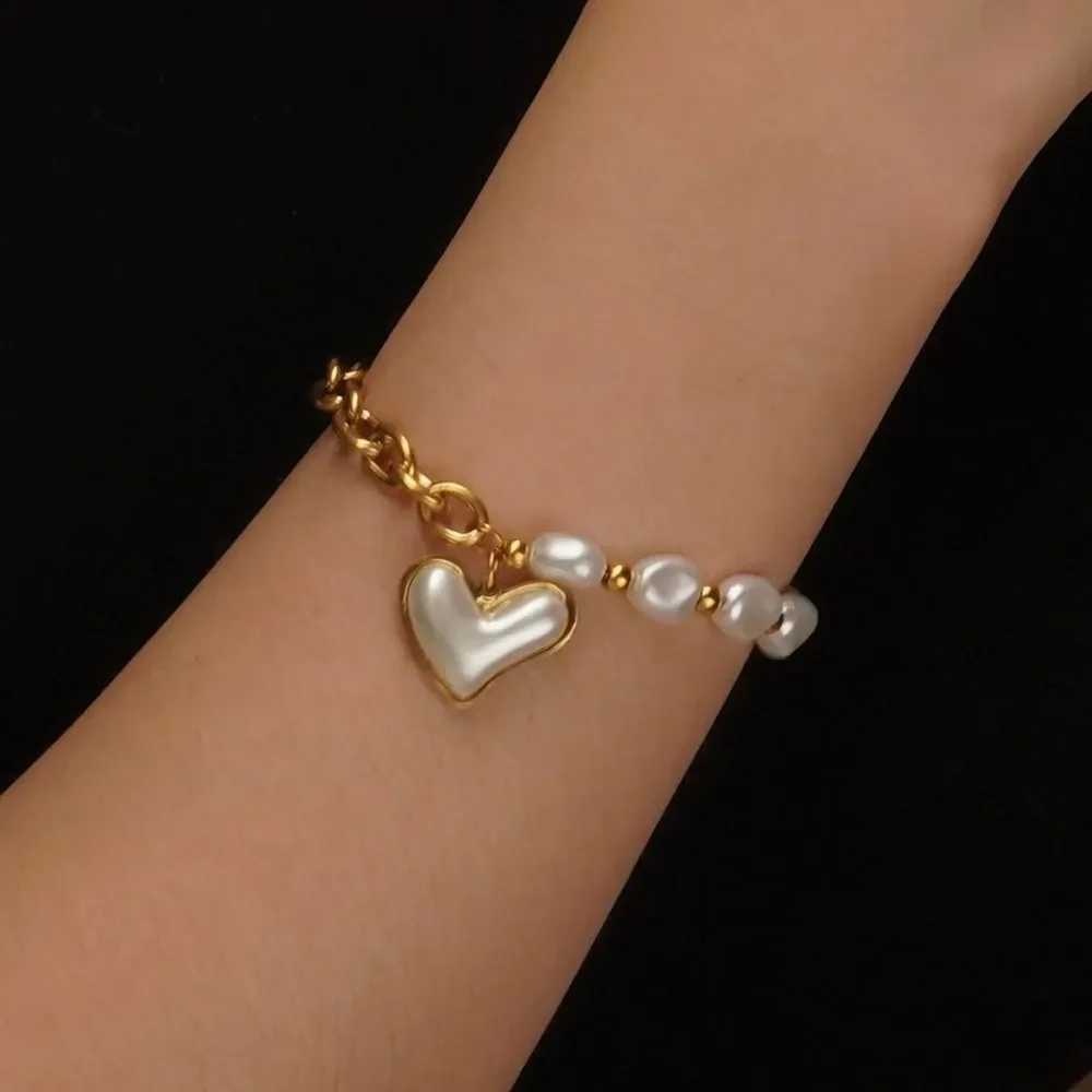 Pearl heart Bracelet Q818 - Picture 2 of 5
